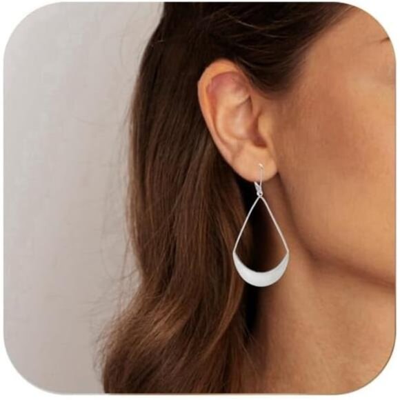 Lightweight Silver Dangle Earrings – 925 Sterling Silver Teardrop Earrings - Picture 2 of 5